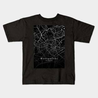 Montpellier France City Map dark Kids T-Shirt